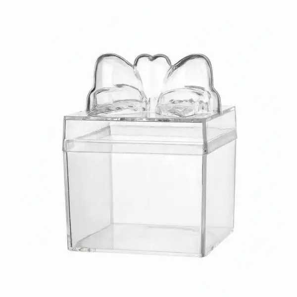 Candy Container Clear Bow Box PS Plastic Storage Favor Box Party Essential for Baby Shower Favors