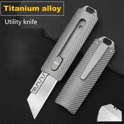 High Hardness Replaceable Blade Tactical Knife Titanium DIY Utility Knife Broken Window Escape Knife Camping Hunting EDC Tool