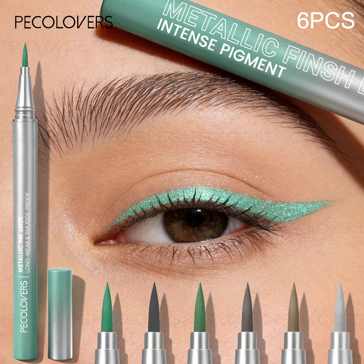 6pcs/set Long-Lasting Pearlescent Liquid Eyeliner Waterproof Non-Smudging Glitter Eye Pencil Eye Makeup for Spring And Summe