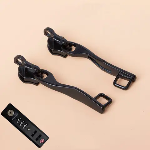 Wholesale Black Gun Silver 8# 10# Nylon Zipper Sickle Head Luggage Lock Hole Zipper Sliders Nylon Zipper Lock Hole Puller Slider