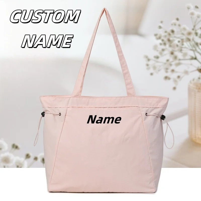 

Personalized Large Capacity Tote Shoulder Bag Custom Women Satchel College Student Bag Embroidery Lightweight Handbag Name Gift