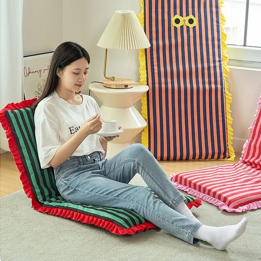 

Минималистичное складное кресло-татами в полоску для дома, для отдыха у окна, креативное одноместное кресло-шезлонг