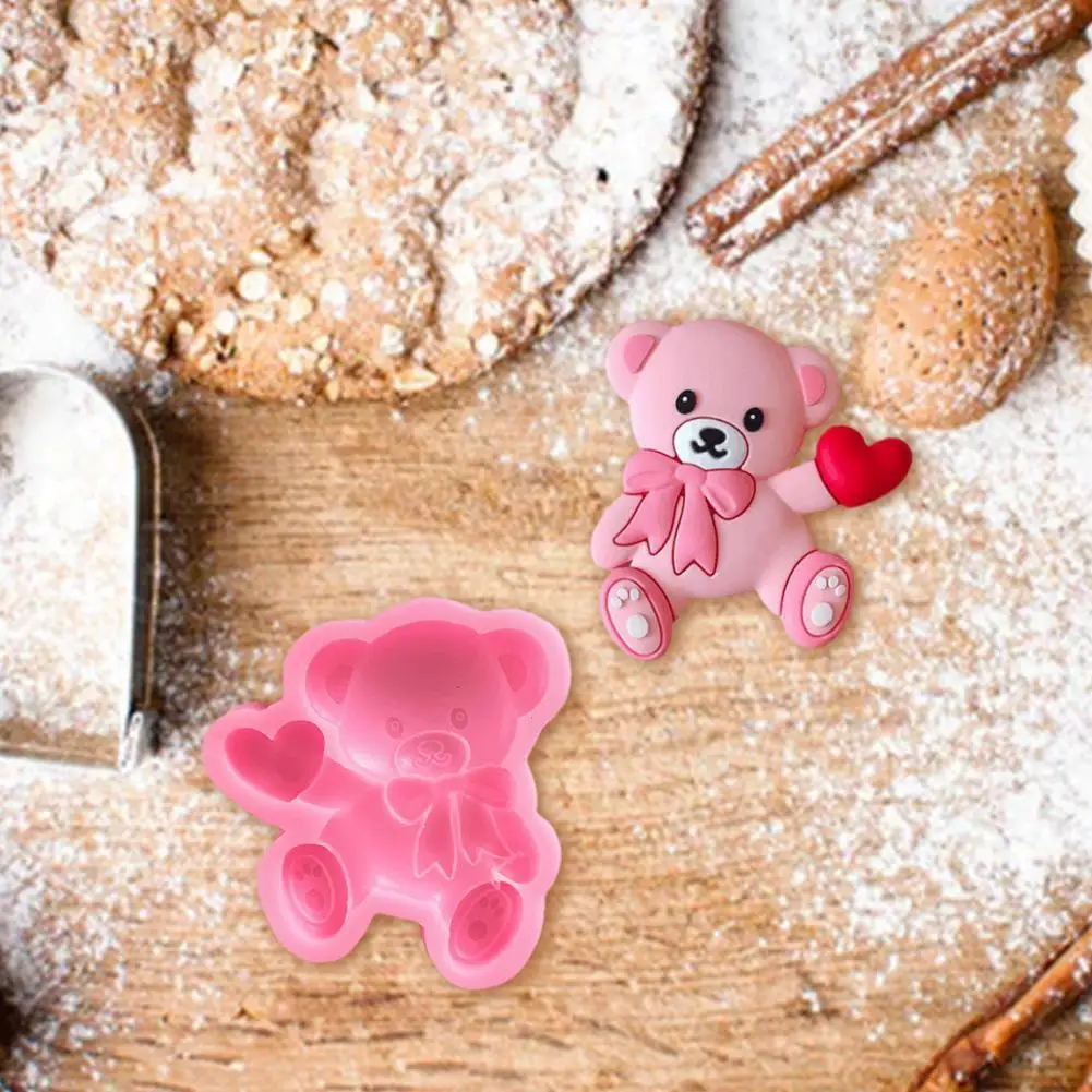 Baking Cake Decoration Bear Head Mold Toy Bear Internet Celebrity Silicone Teddy Chocolate Baked Pesmousse Dried Bear U7U8