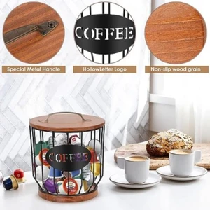 منظم كبسولات القهوة المعدنية مع غطاء ، حامل كبسولات Universal for Nespresso ، منظم ورق فلتر القهوة المنزلية المتين أفضل 10 ماكينات صنع قهوة كبسولة عالمية مبيعا - No8