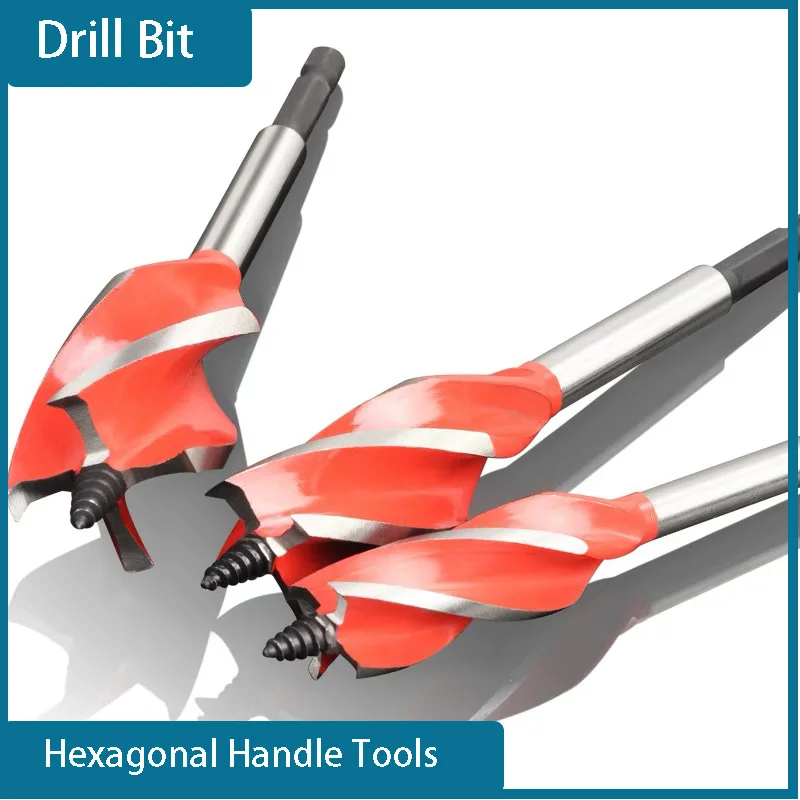 

Multi-specification Four-edged Wood Hole Punching Hexagonal Handle Tools Four-slot Woodworking Drill Bit Lengthened