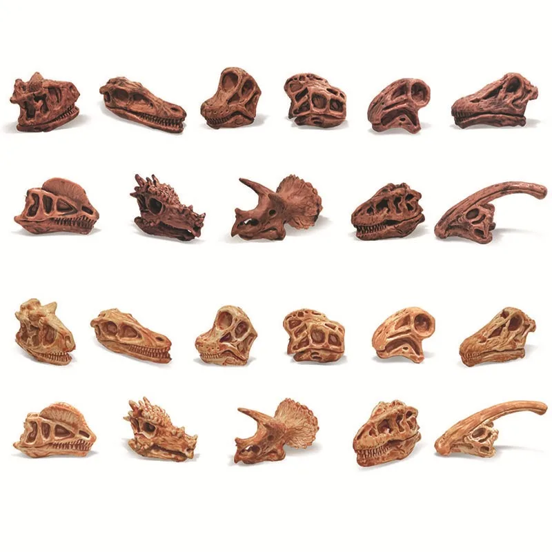 1set Artificial Dinosaur Skeleton Skull Fossil Excavation Model Prehistoric Animal Bone Desktop Sand Table Decor Craft Ornament