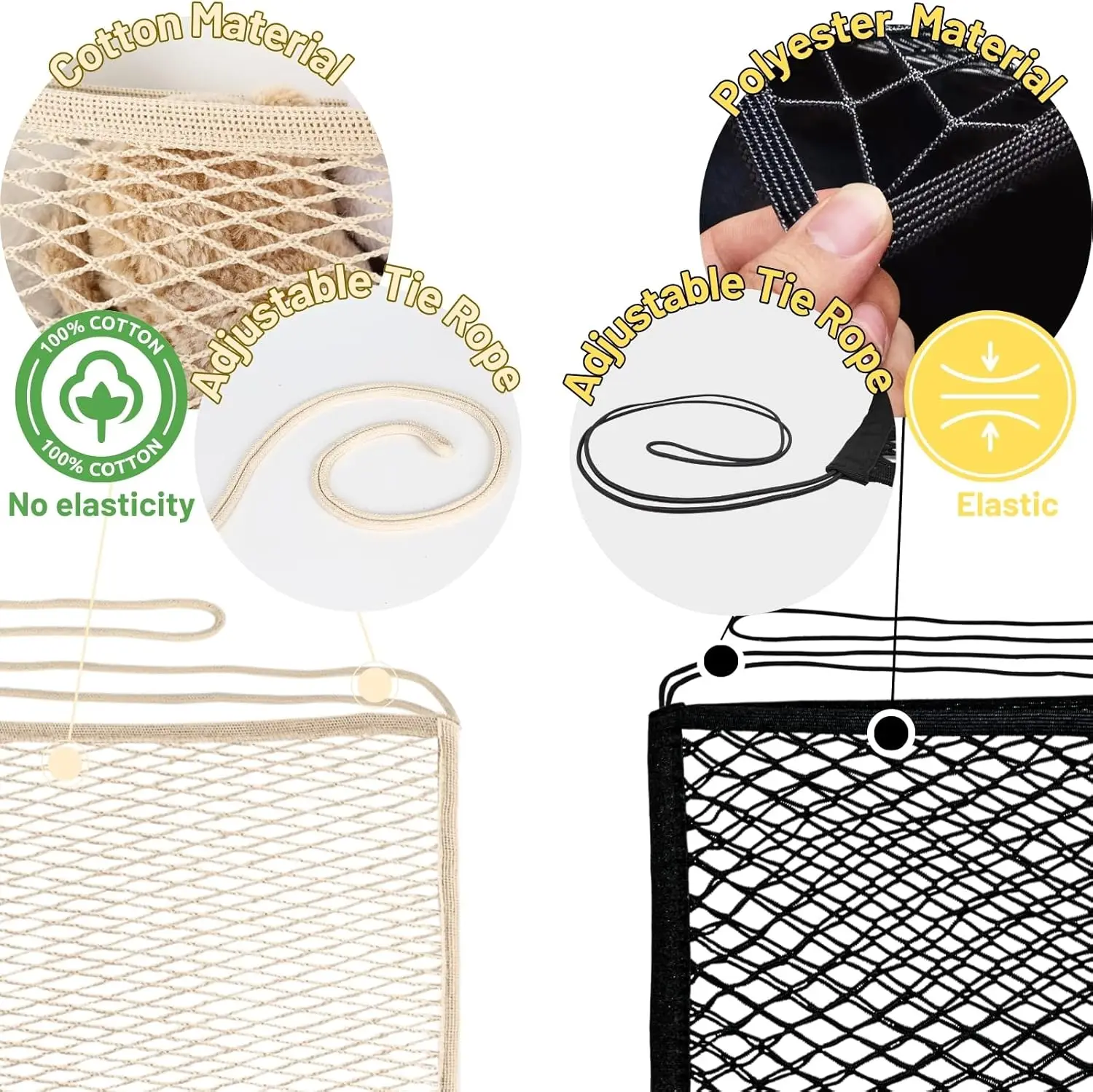 Stuffed Animal Storage Net for Kids, Bedside Toy Organizer with Tether, Stretches up to 35 Inches, Beige view 4