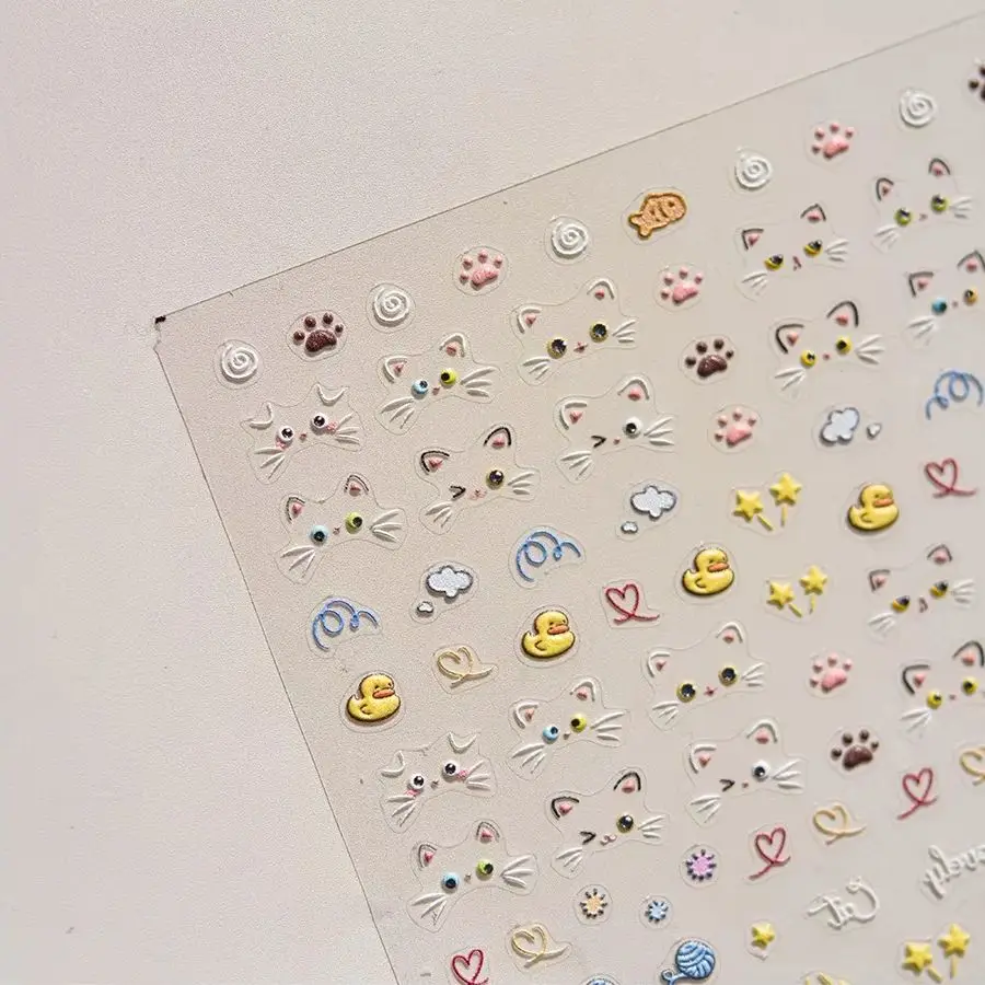 New 1PCS Clean Girl Aesthetic Nail Stickers Multicolor Cat Paw Star Nail Art Accessories for Chic Timeless Daily Style Stickers