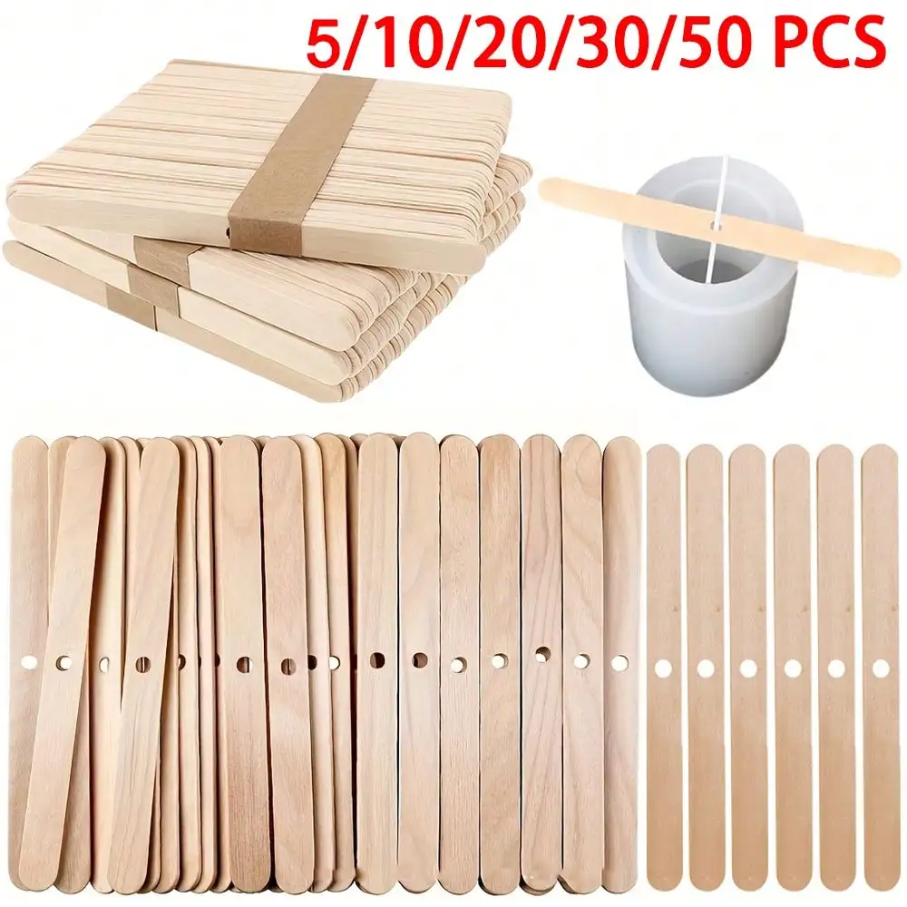 Candle Supplies Kit - 5/10/20/30/50 قطعة حامل فتيل شمع خشبي،