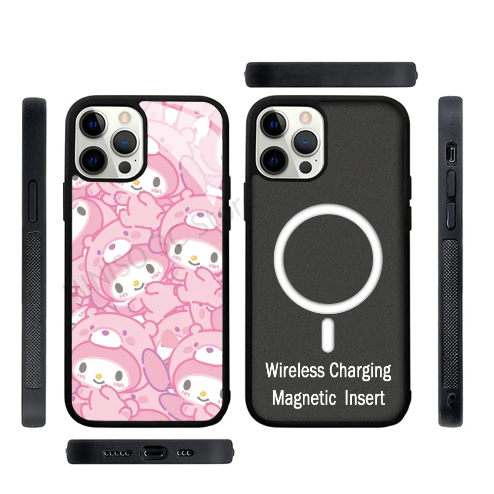 Pink My Melody Phone Case Strong Magnetic For IPhone 15 14 13 Pro Max 11 12 Mini For Magsafe