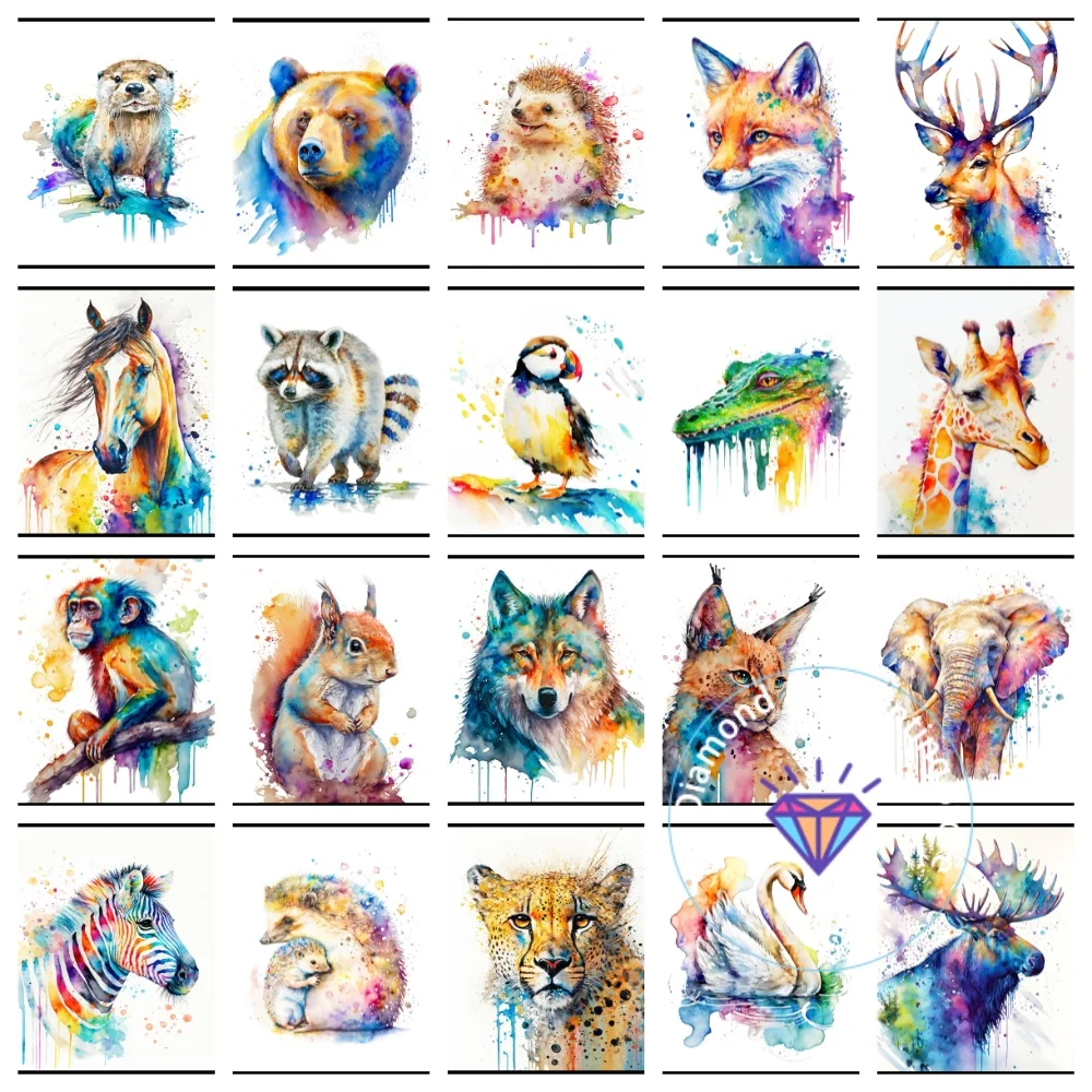 

Colorful Fox Wolf Bear Giraffe Nature Animal AB Diamond Painting Kit Square Round Diamond 5D DIY Mosaic Handmade Art Adult Gift