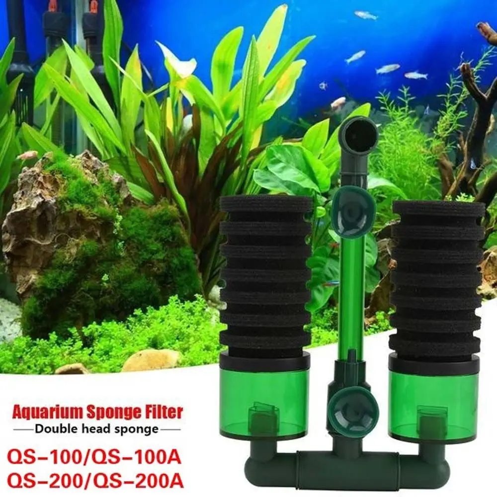 

Practical QS-100A QS-200A Clean Sponges Submersible Double Head Filtration Aquarium Foam Filter Sponge Filters