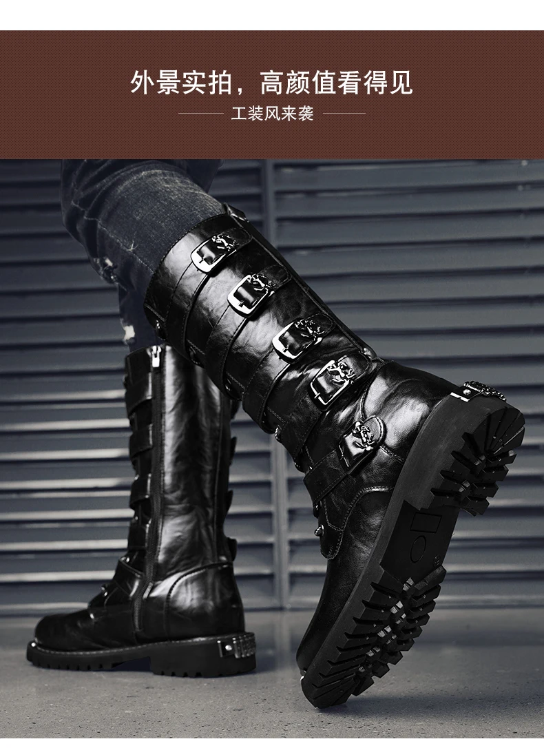 Herrenstiefel für vier Jahreszeiten, neue High-Top-Freizeitstiefel für den Außenbereich, Sicherheitsschutz-Arbeitsstiefel, Motorradstiefel, Outdoor-Stiefel in Übergröße – Detail 9