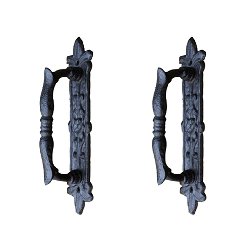 

2X European Retro Cast Iron Craft Door Handles For Garden/Courtyard Door Handle Decoration For Home Door