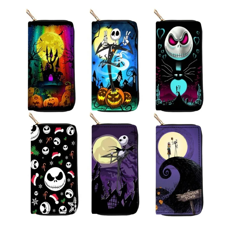 

The Nightmare Before Christmas Wallet Zipper PU Long Jack Anime Movie MultiFunction Large Capacity Change Storage Money Bag Gift