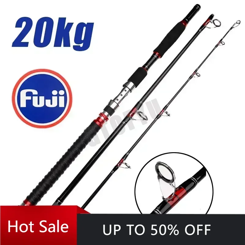 

1.8M 2.1M Portable Fishing Rod Travel Surf Saltwater Heavy 3-Piece Carbon Spinning Rod 30-50lb Boat Jigging Trolling Fishing Rod