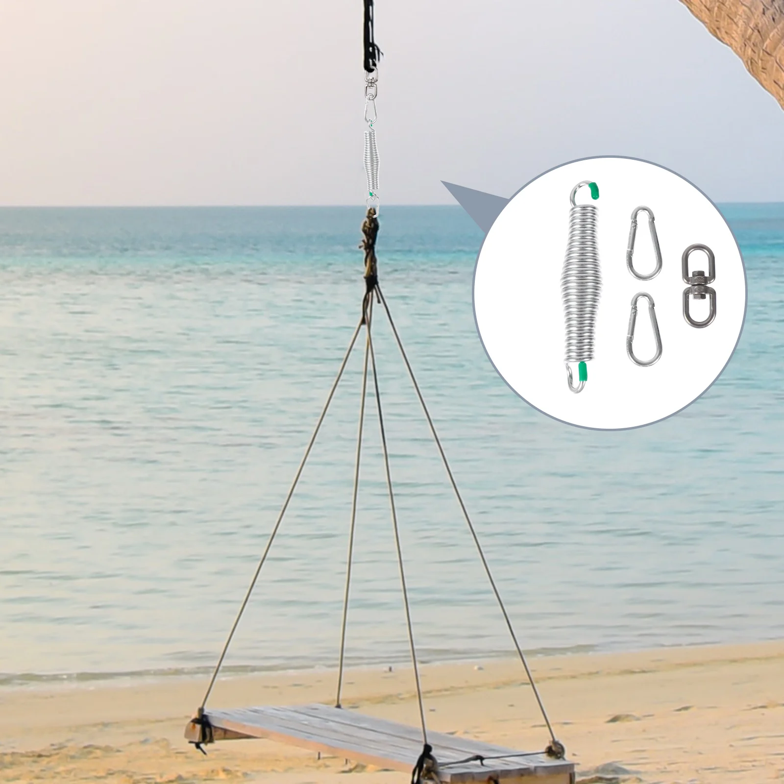 

1Set Porch Swing Springs Heavy Duty Stainless Steel Hammock Chair Spring Hook for Outdoor Hanging Basket Support System