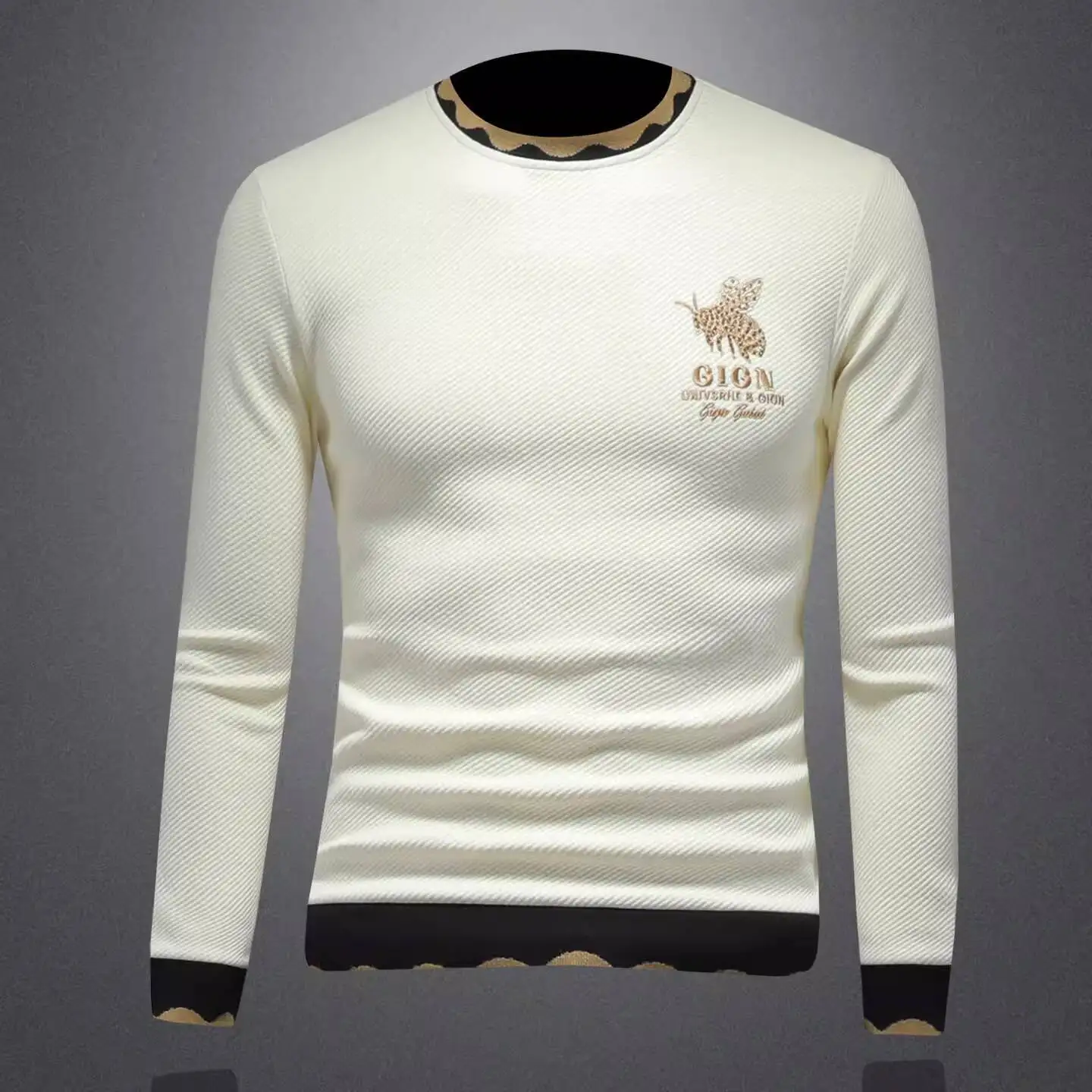 الخريف الشتاء النحل التطريز تي شيرت الرجال عادية البلوز قاع قميص الملكي تي شيرت الرجال الفاخرة تي شيرت الرجال نادي وتتسابق