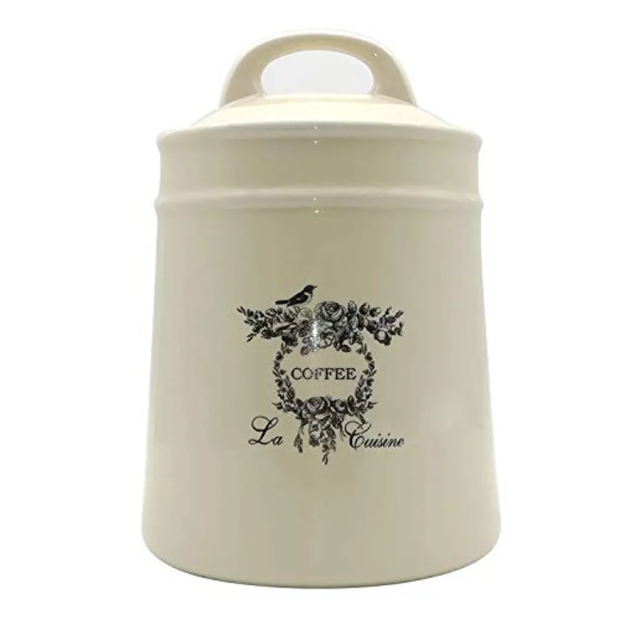 

Ceramic Coffee Canister JarsAirtight Coffee Storage Container with Handle Lid Ceramic Food Storage Jars for Coffee Beans Vacuum