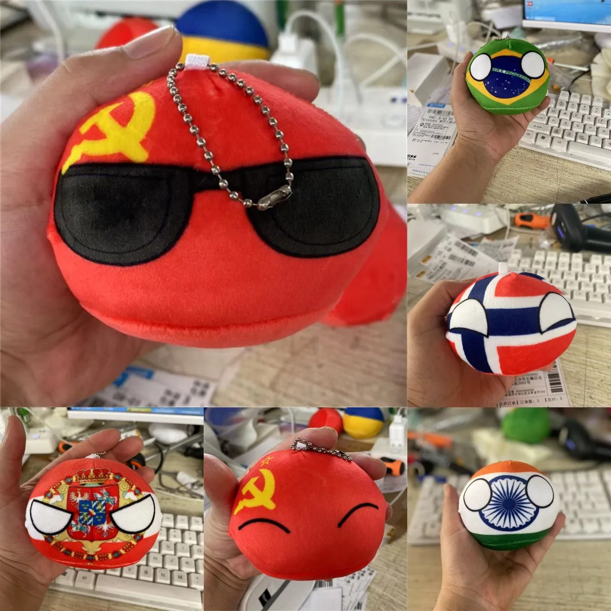 70 styles 10cm Country Ball Plush Toys Polandball Pendant Country