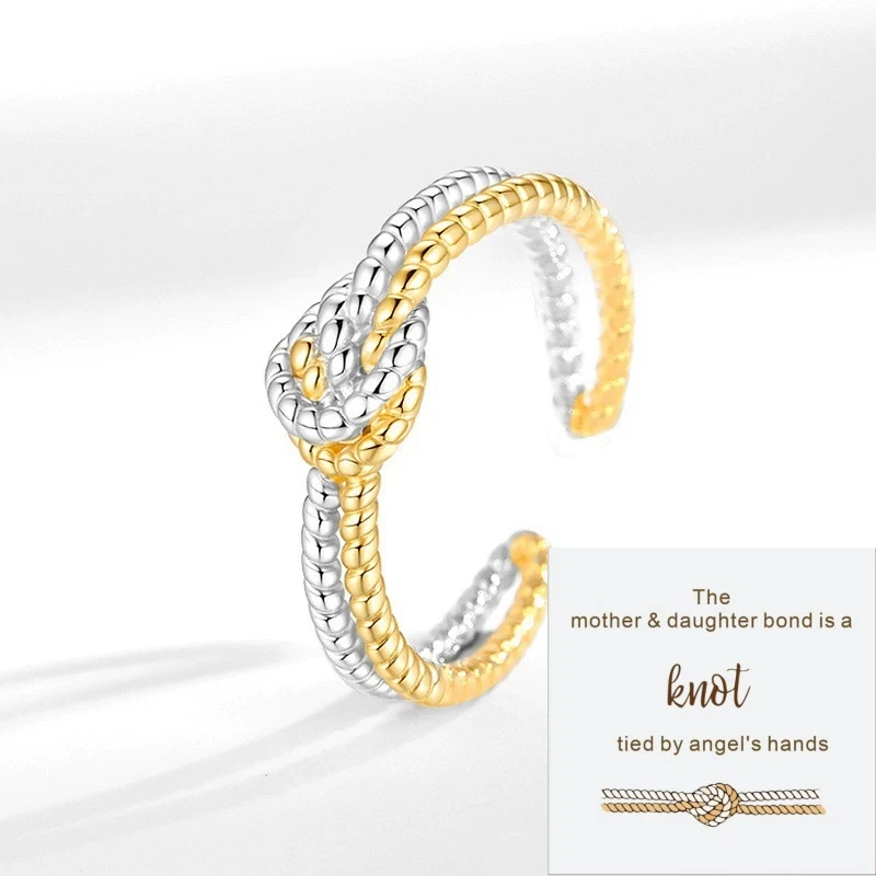 Hot Sale Two-Tone Twisted Rope Ring European American Style Stackable Ring for Women Trendy Jewelry Gift