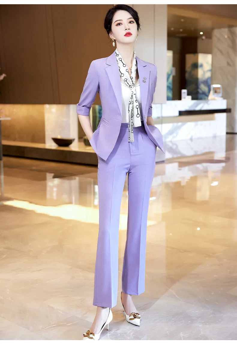 2024 New High end Professional Suit Women's Set Fashion Temperament Celebrity Work Suit Suit Flare Pants Formal Two Piece Set