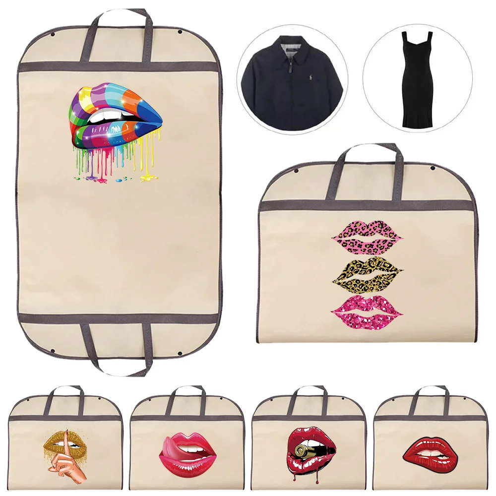 

Clothes Organizer Wedding Wardrobe needments: Mouth Print Series Garment Bags for Jacket Coat Plastic Tote Cover