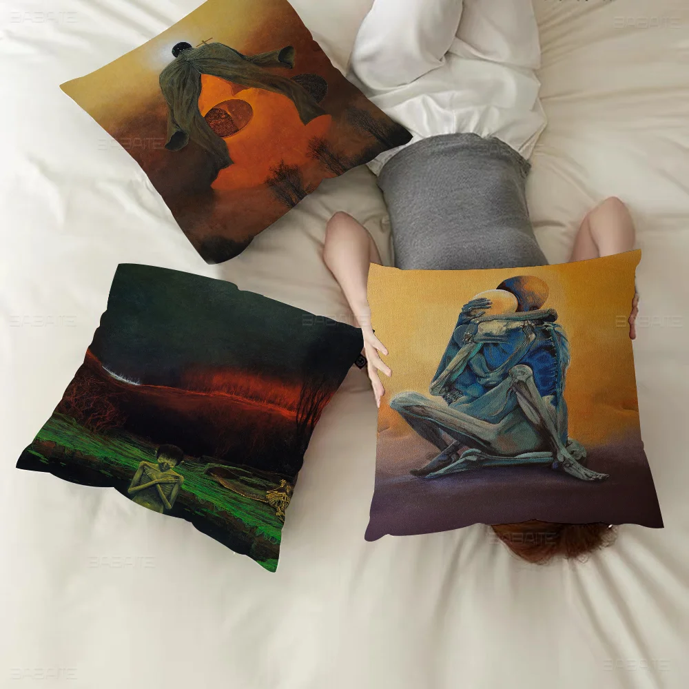 Zdzislaw Beksinski Art Personalized Pillow Dust Cover Bedroom Kids Party Decoration Pillowcase Birthday Children Gift