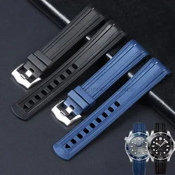 20mm Rubber Strap for Omega Seamaster 300 Curved End Wristband Men's Bracelet Silicone Waterproof Replacement Watch Accessories