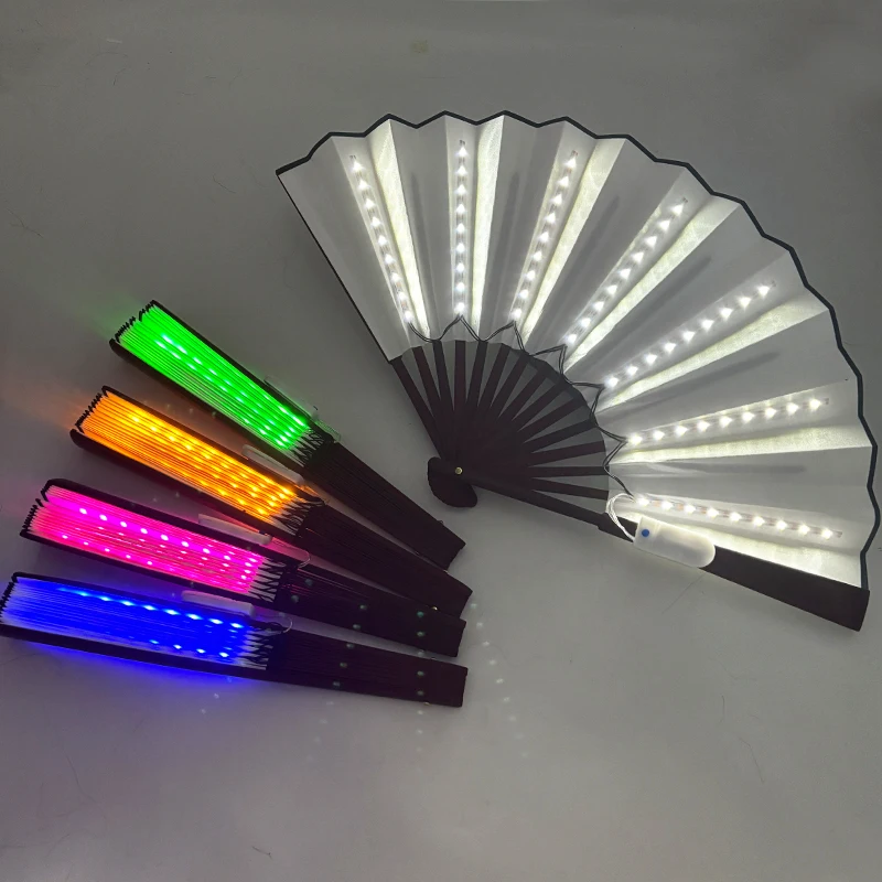 Suministros de iluminación para fiestas de carnaval, abanico de neón LED, abanico luminoso plegable, abanico de mano para bodas, abanico que brilla en la fiesta