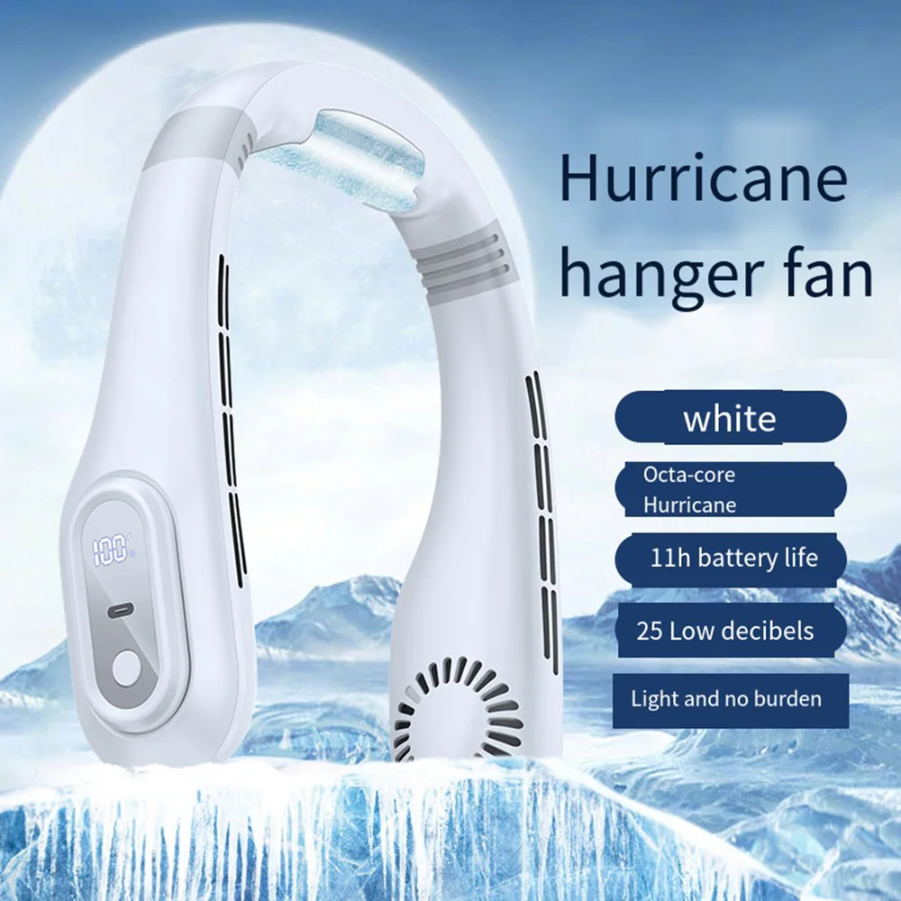 

3000mAh Portable Neck Fan, Bladeless Neck Fan Rechargeable, LED Display, 3 Speeds Adjustment, 360° Cooling Airflow for Outdoor