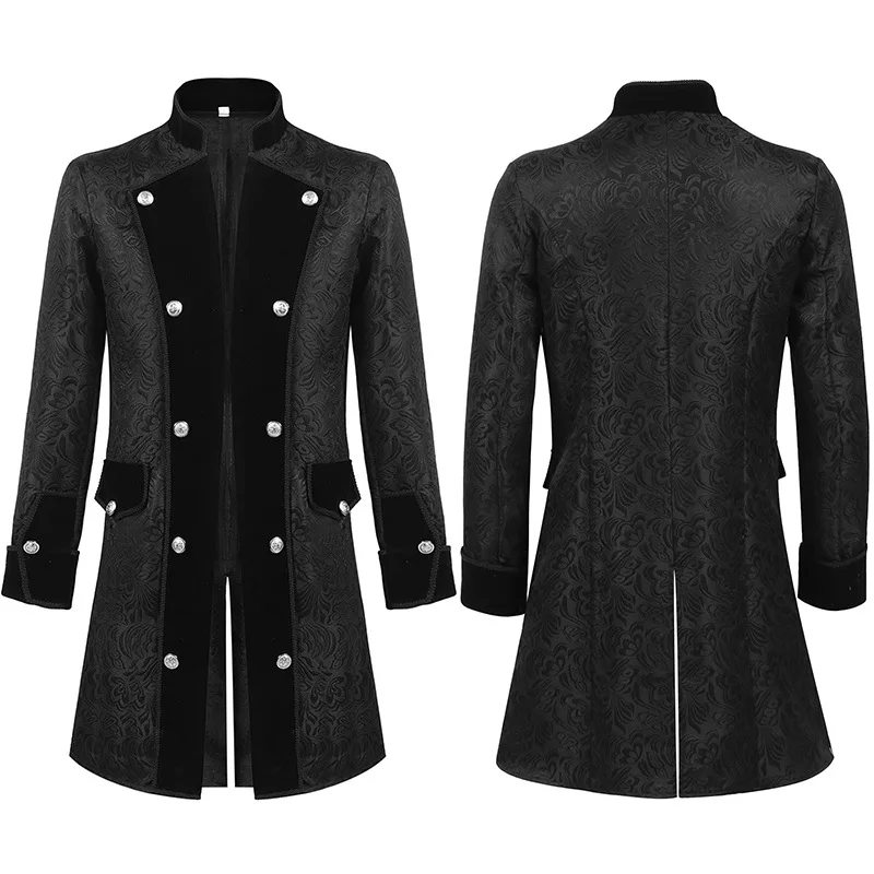 

Cosplay Men's Steampunk Medieval Tailcoat Jacket Cosplay Victorian Gothic Jacquard Jacket Halloween Costume