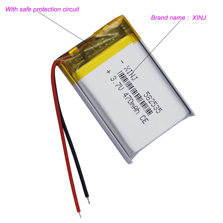 2pcs 3.7V 470mAh 1.74Wh Li-Polymer Rechargeable Li Lithium Battery 582535 Li-ion JST 2Pin 1.0/1.25/1.5/2.0/2.54mm Connector plug