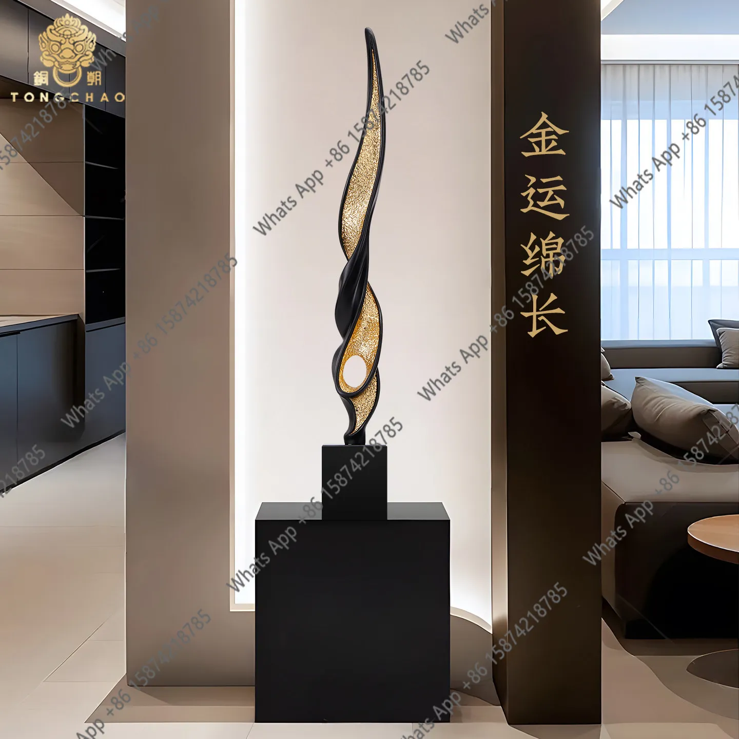 

Light luxury TV cabinet, niche, porch cabinet ornament, vertical height living room, Italian minimalist high-end hotel abstract