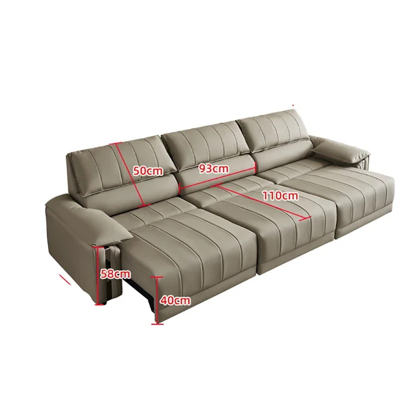 Włoska minimalistyczna elektryczna sofa funkcja skórzana sofa salon domowa wysuwana sofa Sala De Estar meble do sypialni