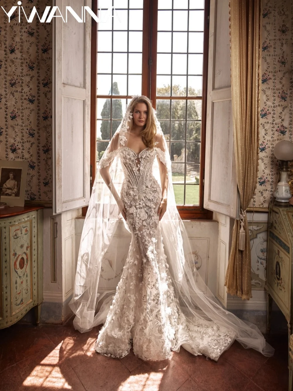 Opulent 3D Floral Beaded Wedding Dress Delicate Lace Off Shoulder Bridal Gown Customized Dreamy Mermaid Long Dresses For Bride