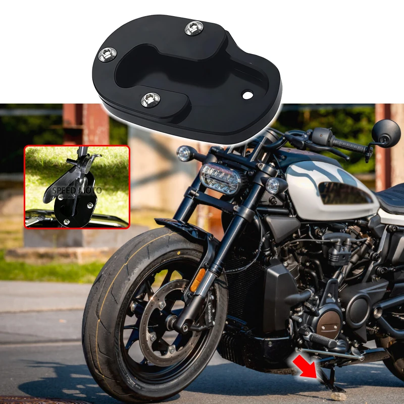 Accessories For Harley 1250 Sportster S RH 2021 2022 2023 Motorcycle Foot Side Stand Enlarger Plate Kickstand Enlarge Extension