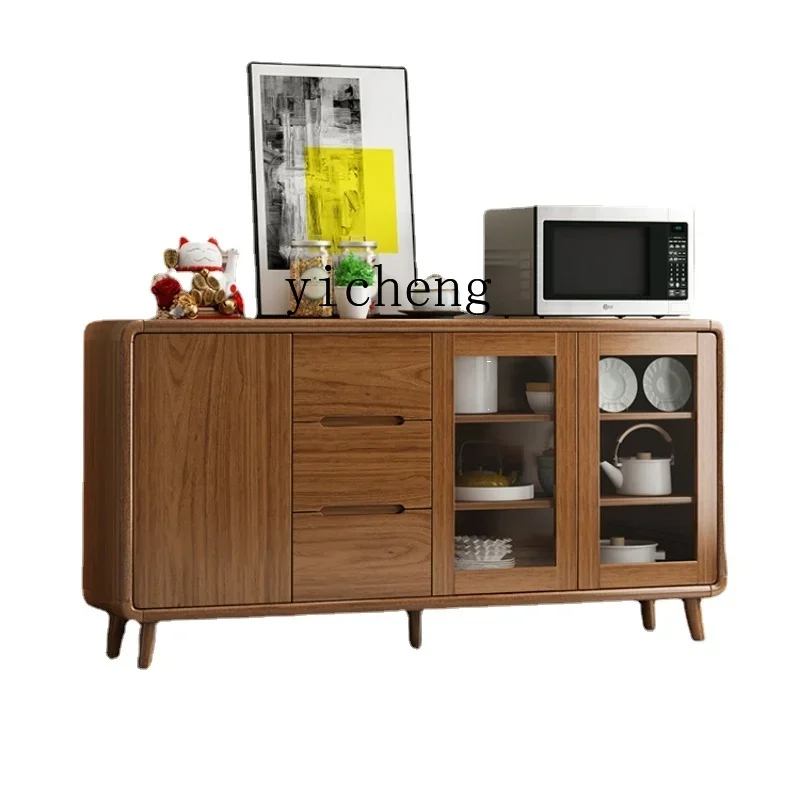 

Wall-Mounted Kitchen Cabinet Tea Living Room Storage Solid Wood Frame Storage Cabinet Cupboard