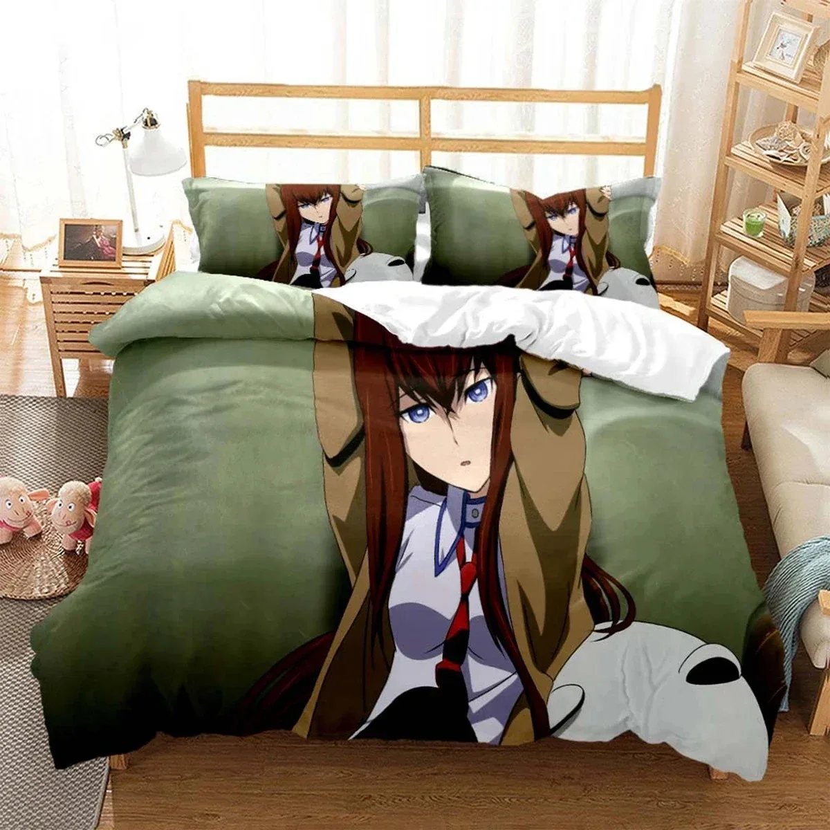 3D Print Anime Steins Gate Bedding Set Double Twin King Duvet Cover Comforter Pillowcase Boys Girls Adults Bedroom Home Textiles