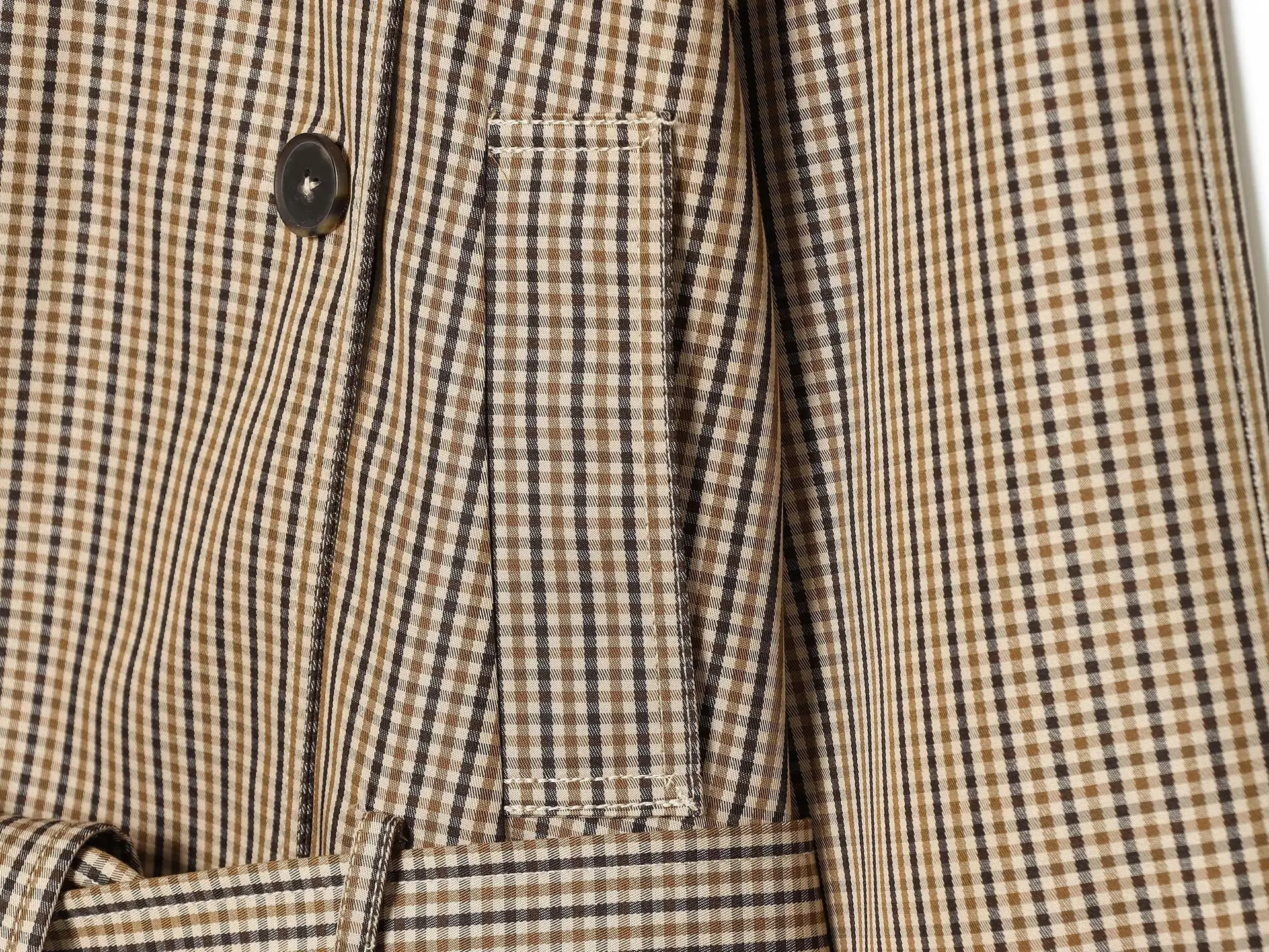 Schicker, lockerer Damen-Trenchcoat im Karomuster, Vintage-Stil mit Umlegekragen, doppelreihig, mit Schnürung, Damenjacke, Herbst 2026, neue Damenoberbekleidung – Detail 5