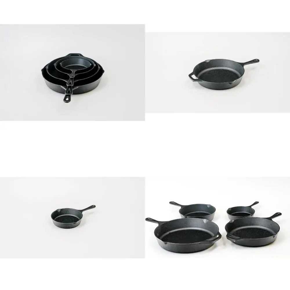 

Cast Iron Pre-Seasoned Skillet Set - 4 Sizes: 6.5, 8, 10, 12 Inch Cooking Pans for Home Chefs