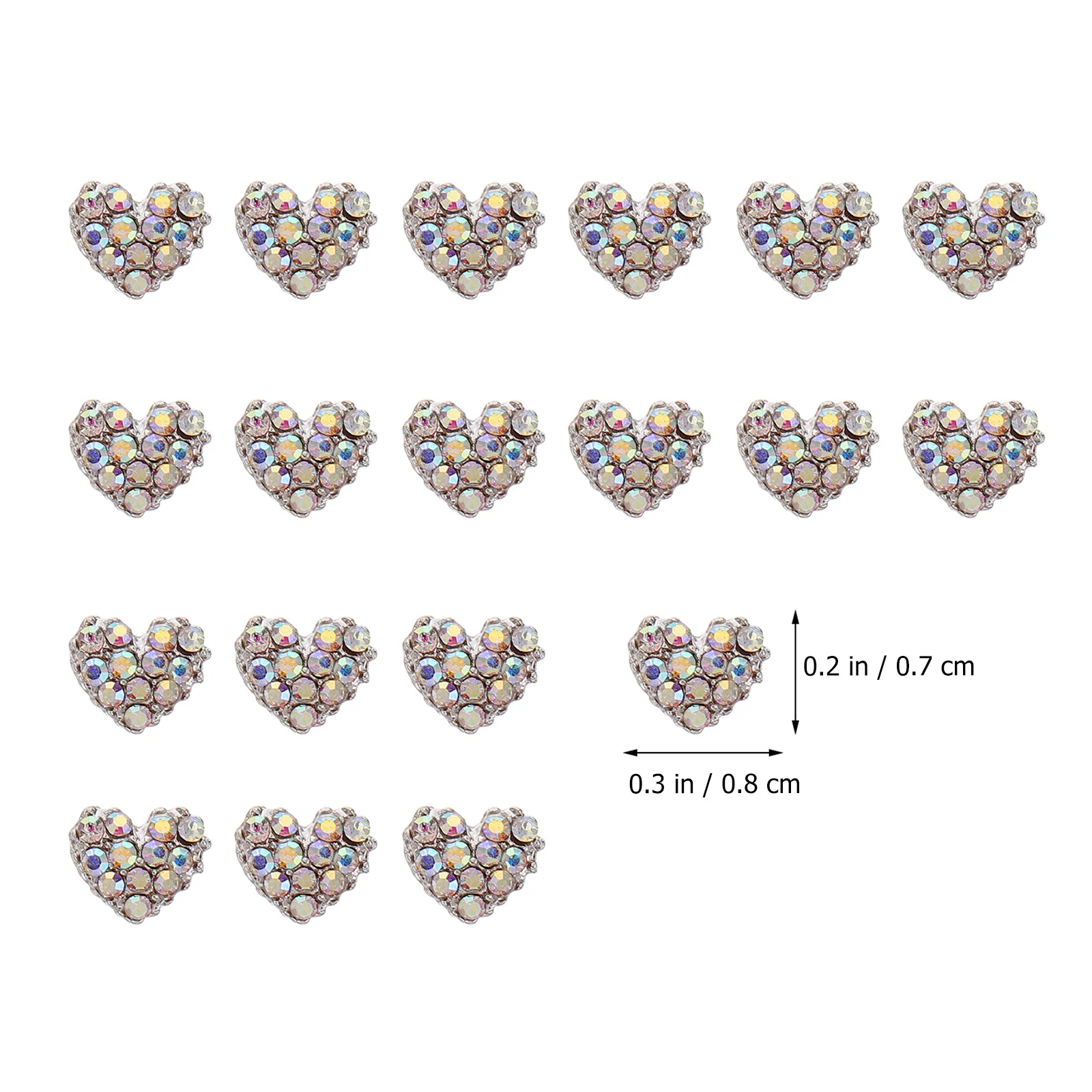 20 szt. Ozdób do paznokci w kształcie serca z cyrkoniami, błyszczące charmsy 3D do paznokci, zestaw do samodzielnego manicure, cyrkonie do zdobienia paznokci.