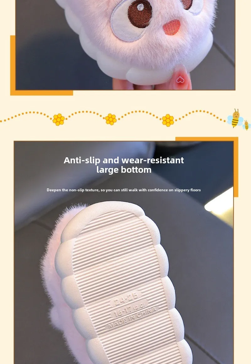 New Cute Rabbit Children's Cartoon Winter Slippers Comfortable Warm House Shoes Boys Girls Indoor Home Fluffy Slippers