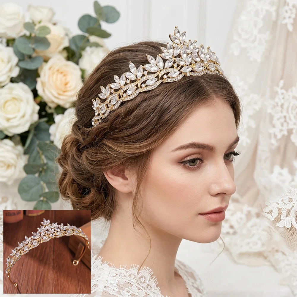 

Bridal Tiara Hair Crown Wedding Hair Accessories For Women Silver Color Crown For Bridal Crowns And Tiara Women Accessories Gift