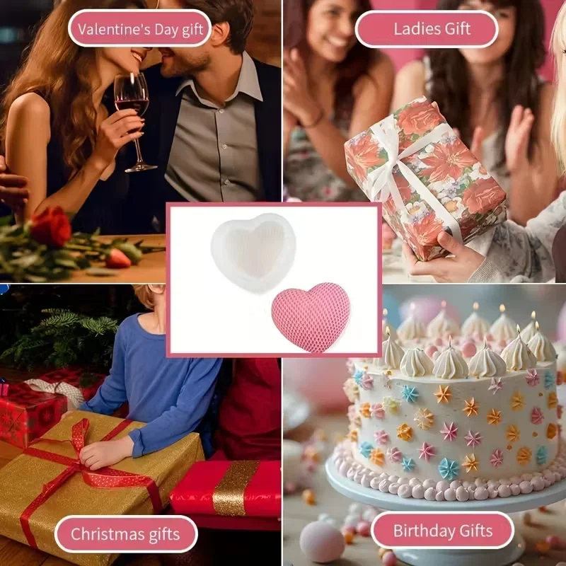 

Набор из 3 силиконовых форм в виде матовых сетчатых сердец, 3 размера, с плетеным узором, для изготовления свечей, эпоксидной смолы и мыла своими руками