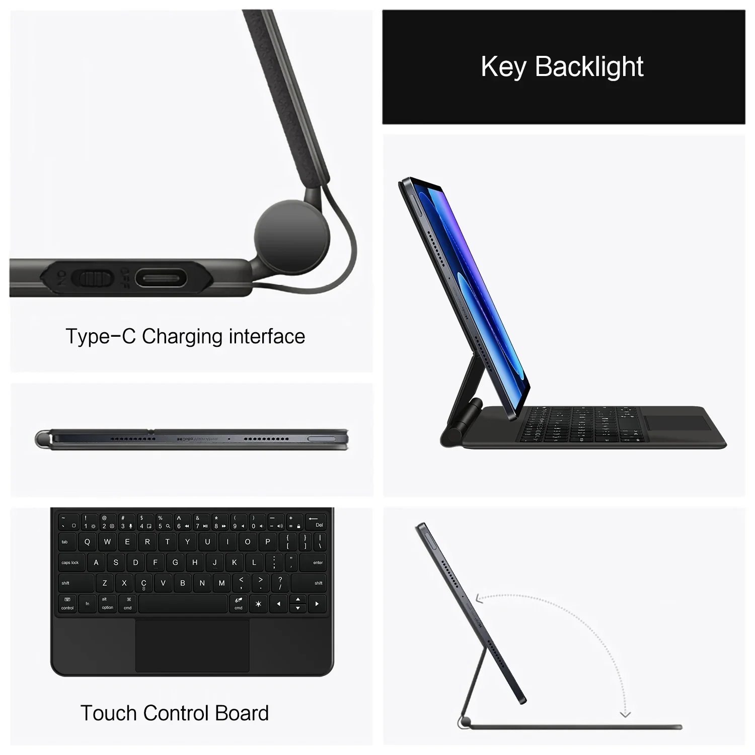 لوحة مفاتيح سحرية بإضاءة خلفية لهاتف Xiaomi Pad 8 Mi Pad 8 Pro 11.2 بوصة حافظة لهاتف MiPad 7 8 Pro 11.2 بوصة غطاء لوحة المفاتيح الذكية للكمبيوتر اللوحي