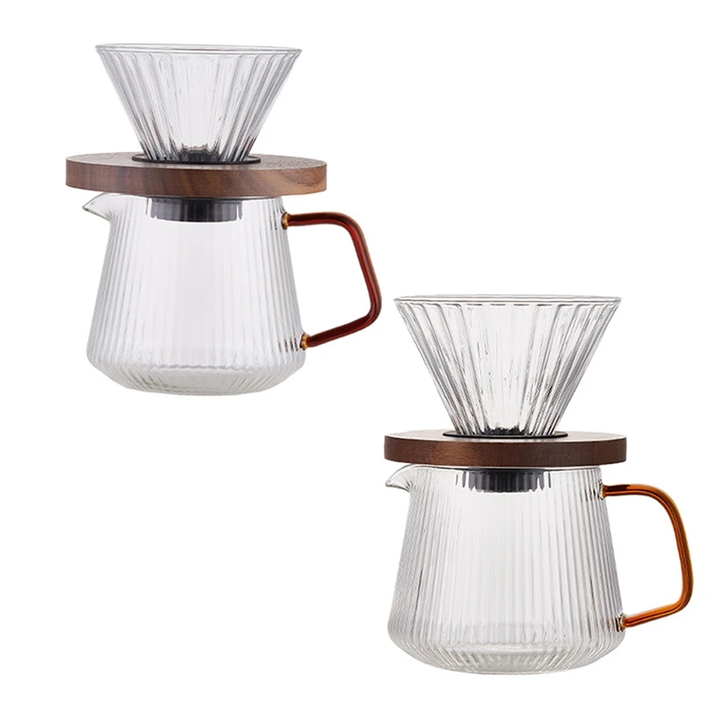 

Hand Pour Coffee Sharing Pot Coffee Server Coffee Maker Brewing Cup V02 Glass Coffee Funnel Drip Coffee Set B