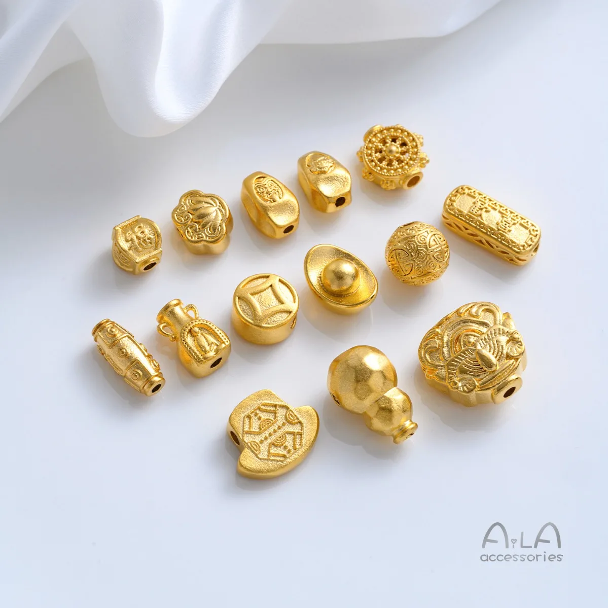 Brass Gold Plated Faceted Ingot Rudder Gourd Three Way Spacer Beads Crystal Pearl Bracelet Necklace Jewelry Findings
