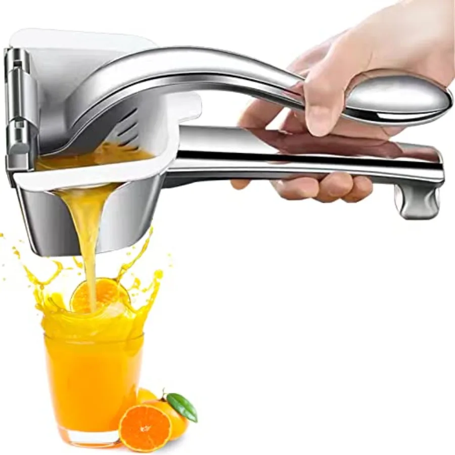 

Kitchen Stainless Steel Lemon Squeezer Silver, Heavy-Duty Manual Citrus Juicer for Orange, Lime, Grapefruit