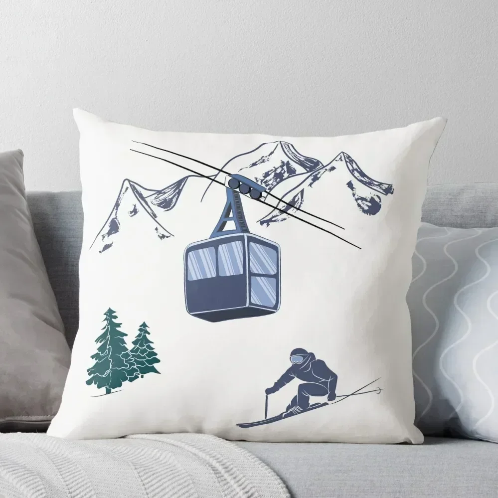 

Ski Lift Resort Winter Sports Scene Throw Pillow Christmas Covers luxury decor Throw Pillow Covers pillow